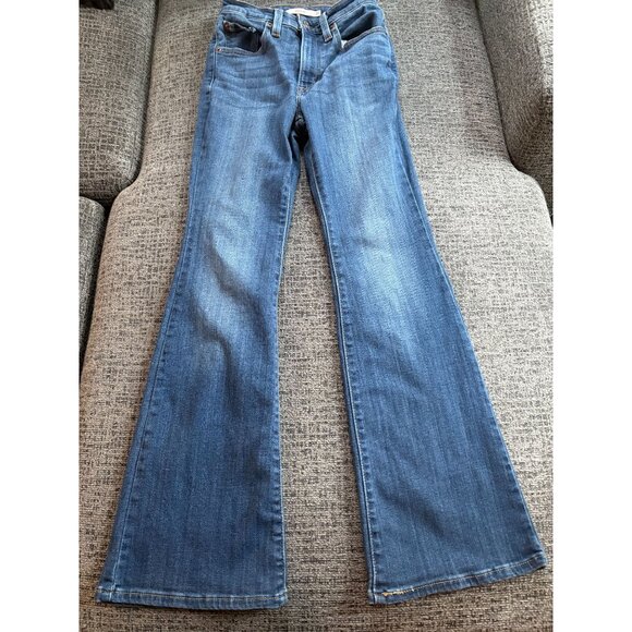 Levis 726 Flare Jeans Size 25 Womens Blue Denim Water - Picture 1 of 11